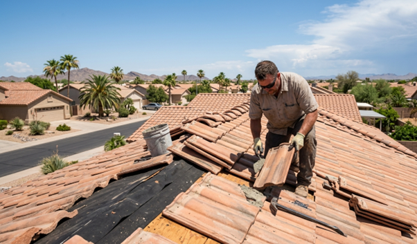 Learn how to fix slipped roof tiles in Arizona before monsoon