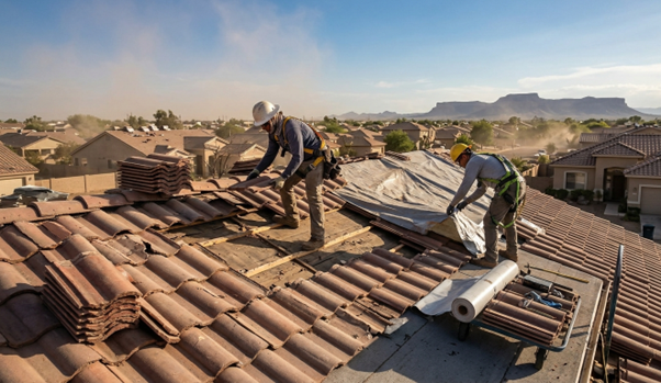 Fast emergency roof repair in Mesa AZ for haboob and wind damage